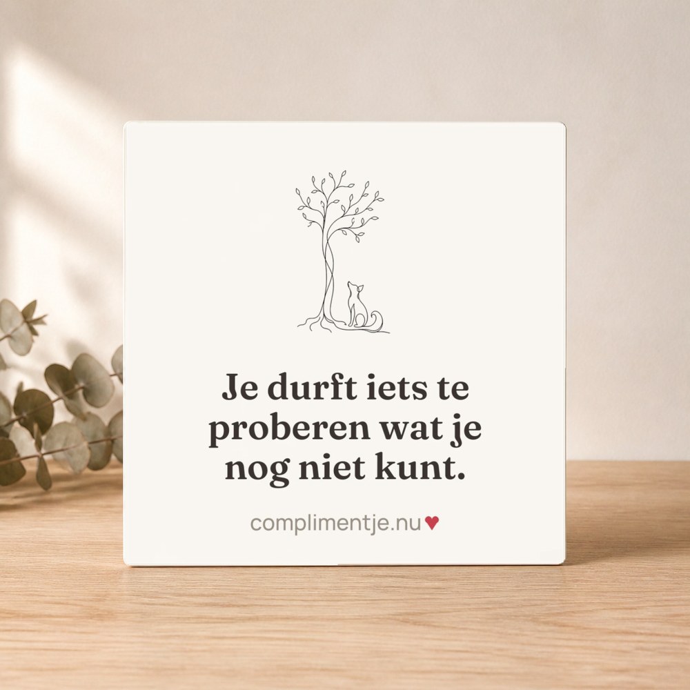 Tile with your words: Je durft iets te proberen wat je nog niet kunt.