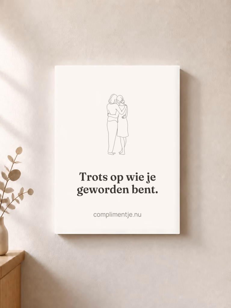 Canvas 30×40 met een compliment erop, in een sfeerbeeld