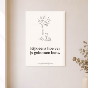 Poster 30×40 met een compliment erop, in een sfeerbeeld