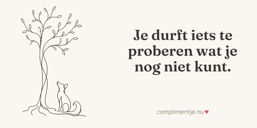 Full wrap-around print with your words: Je durft iets te proberen wat je nog niet kunt.